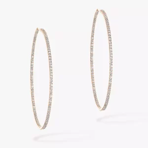 Gatsby Medium Hoop Pink Gold Diamond Earrings