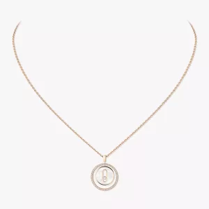 Lucky Move SM White Mother of Pearl Pink Gold Diamond Necklace