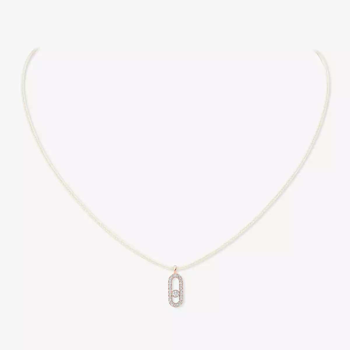 Care Cream Cord Pave Necklace Pink Gold Diamond Necklace