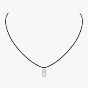 Care Black Cord Pave Necklace White Gold Diamond Necklace
