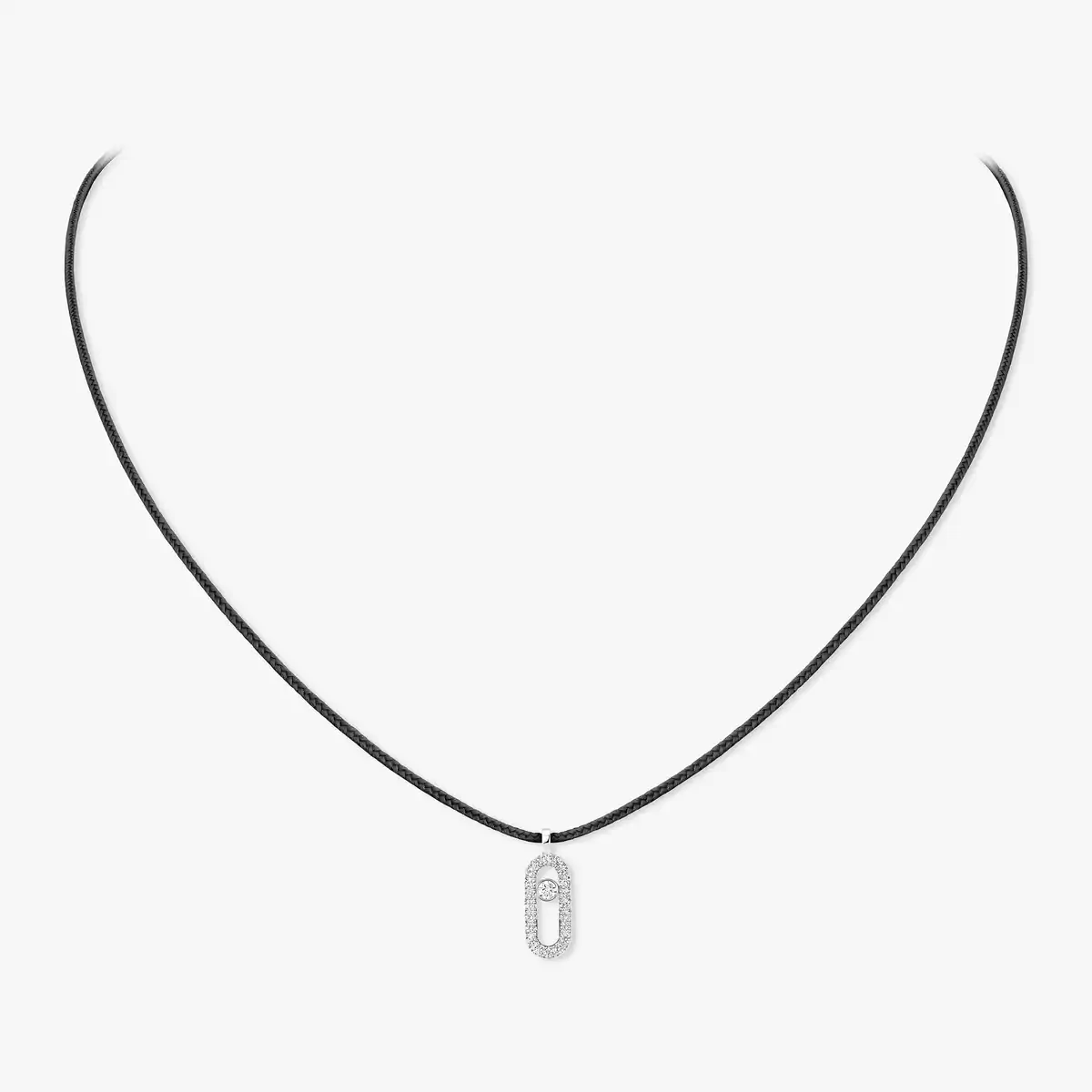 Care Black Cord Pave Necklace White Gold Diamond Necklace