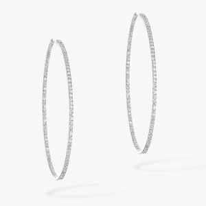 Gatsby Medium Hoop White Gold Diamond Earrings